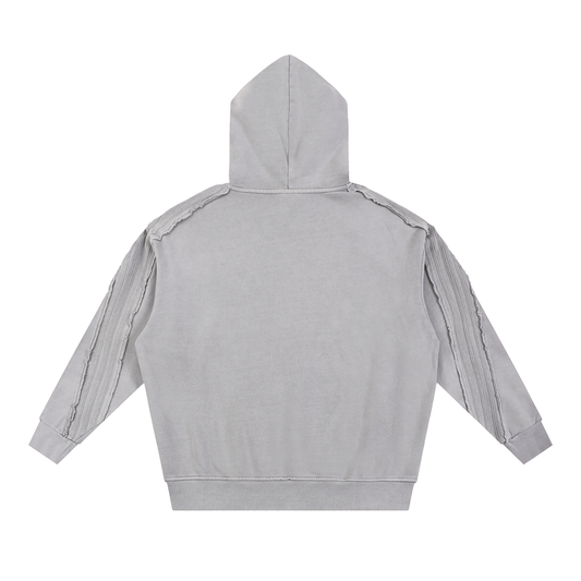 Snow Washed Tape Raw Edge Hoodie